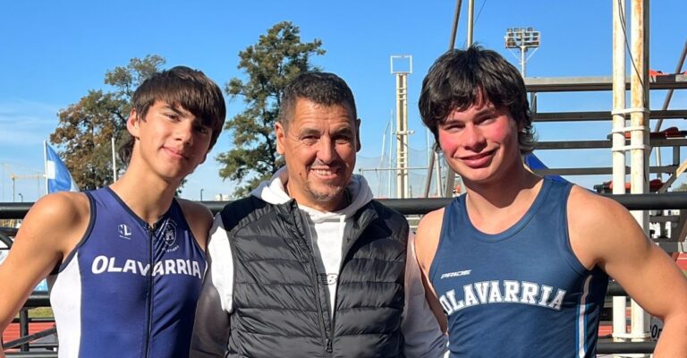 David Clar e Ignacio Algañaraz en un torneo de atletismo en el CENARD
